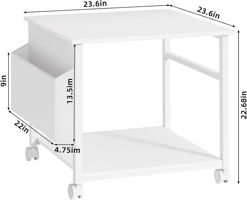 Lerliuo White Large Printer Stand with Storage