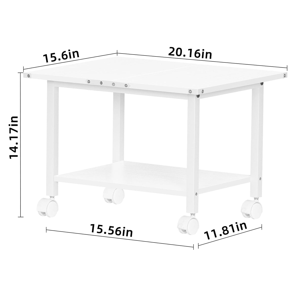 Lerliuo 3-Tier Printer Stand, Industrial Mobile Printer Table with Storage Shelf and Steel Frame, Rolling Printer Cart Holder with Lockable Wheels for Home, Office (White)