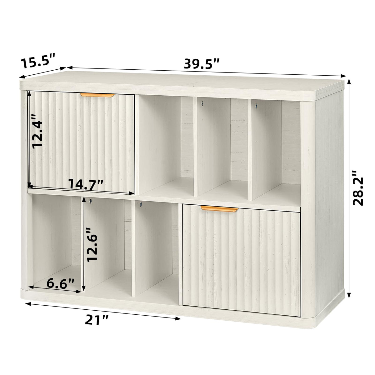 LEYAOYAO Large Record Player Stand with Vinyl Storage Up to 450 Albums, Wood Fluted Record Storage Accent Cabinet, Modern Stereo Media Cabinets, Wide Turntable Stand for Living Room, Antique White