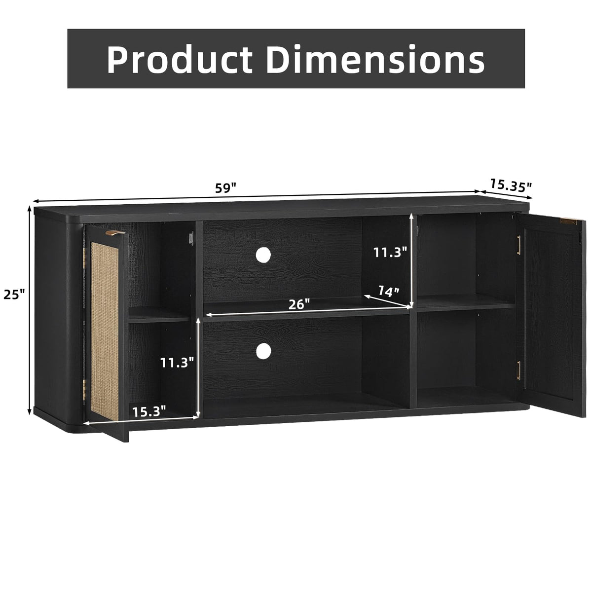LEYAOYAO Rattan TV Stands for Living Room, Walnut