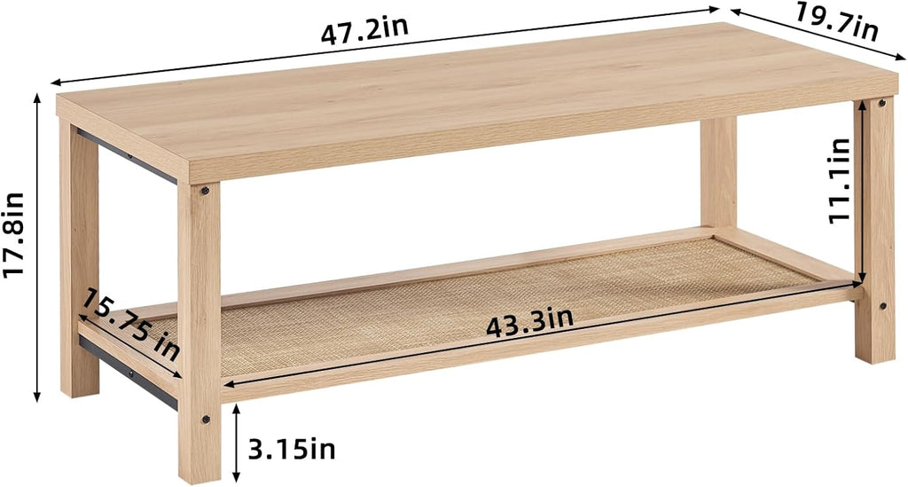Lerliuo Farmhouse Coffee Tables for Living Room, Natural