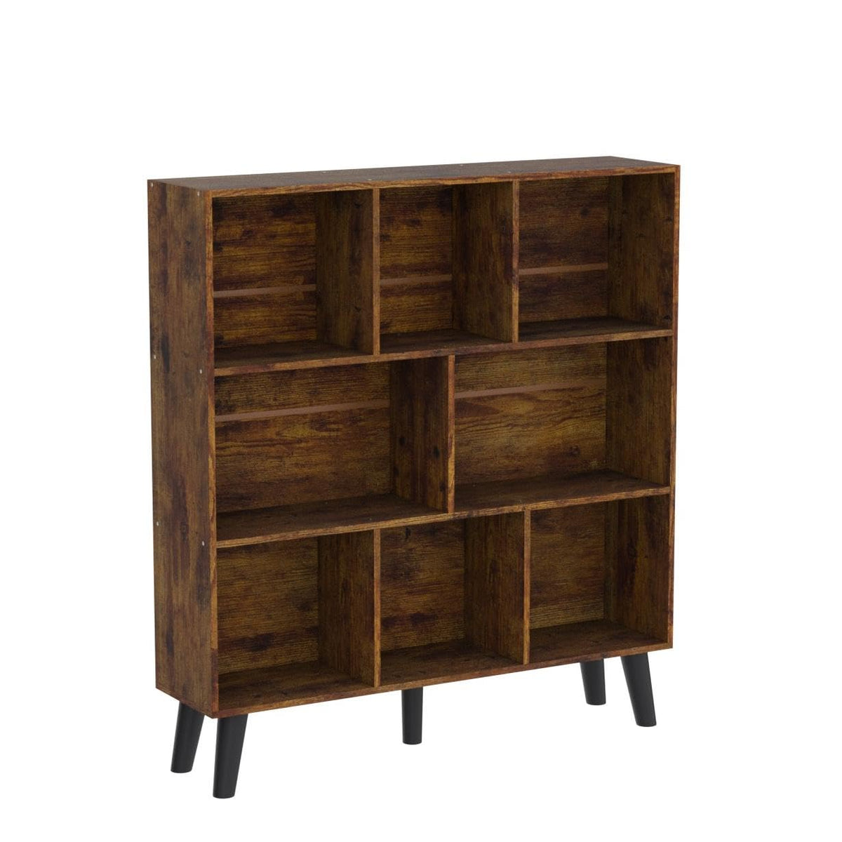 LEYAOYAO Cube Bookshelf, Mid-Century Modern Book Shelf with Legs, Brown