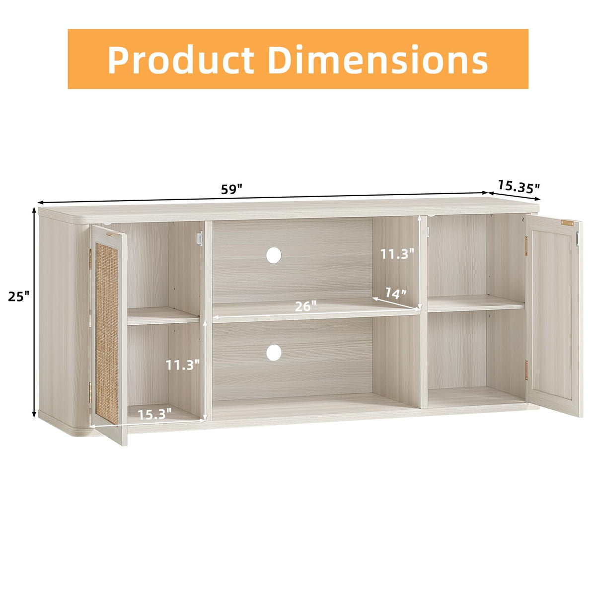 LEYAOYAO Rattan TV Stands for Living Room, Walnut
