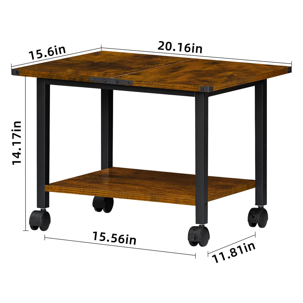 Lerliuo 3-Tier Printer Stand, Industrial Mobile Printer Table with Storage Shelf and Steel Frame, Rolling Printer Cart Holder with Lockable Wheels for Home, Office (White)