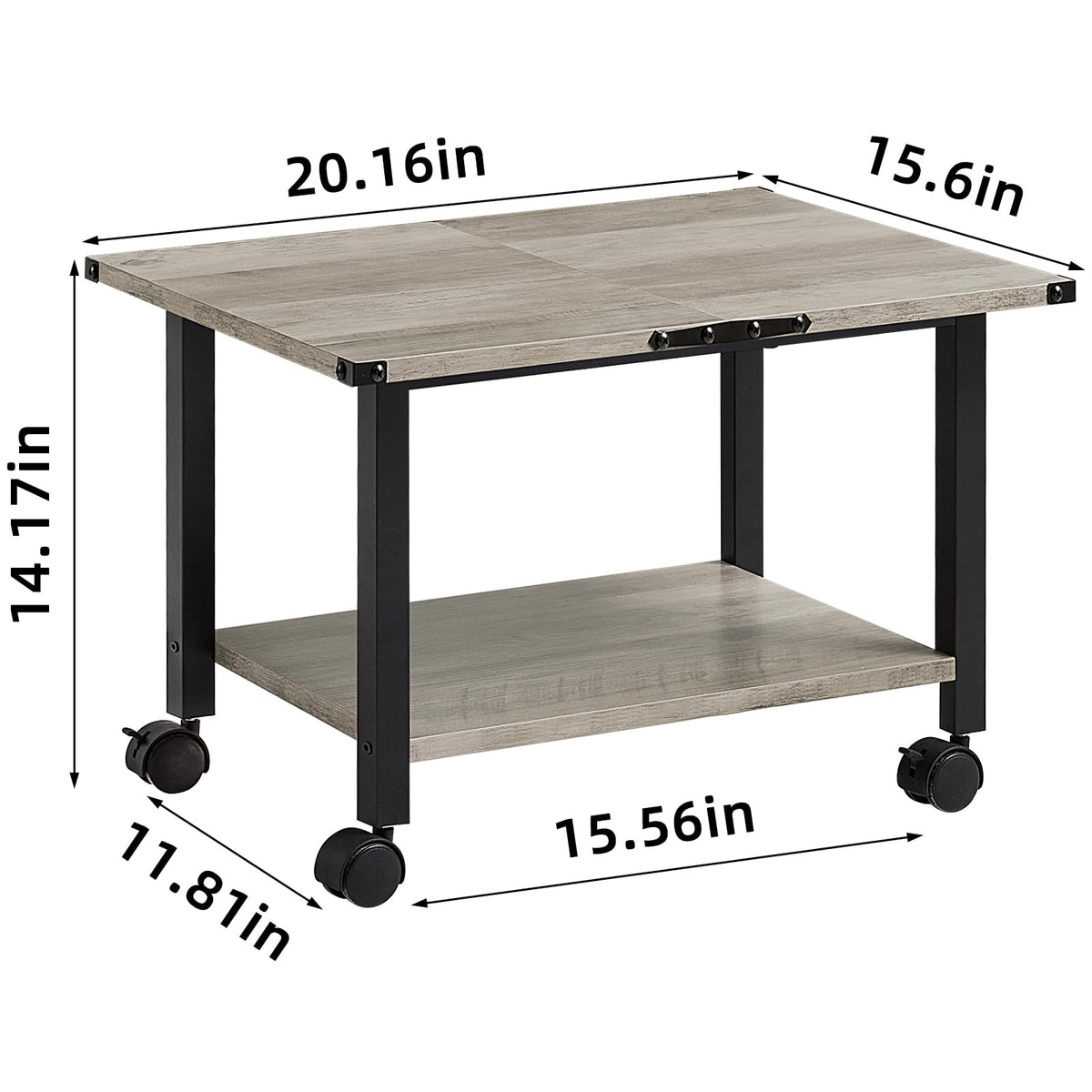 Lerliuo 3-Tier Printer Stand, Industrial Mobile Printer Table with Storage Shelf and Steel Frame, Rolling Printer Cart Holder with Lockable Wheels for Home, Office (White)