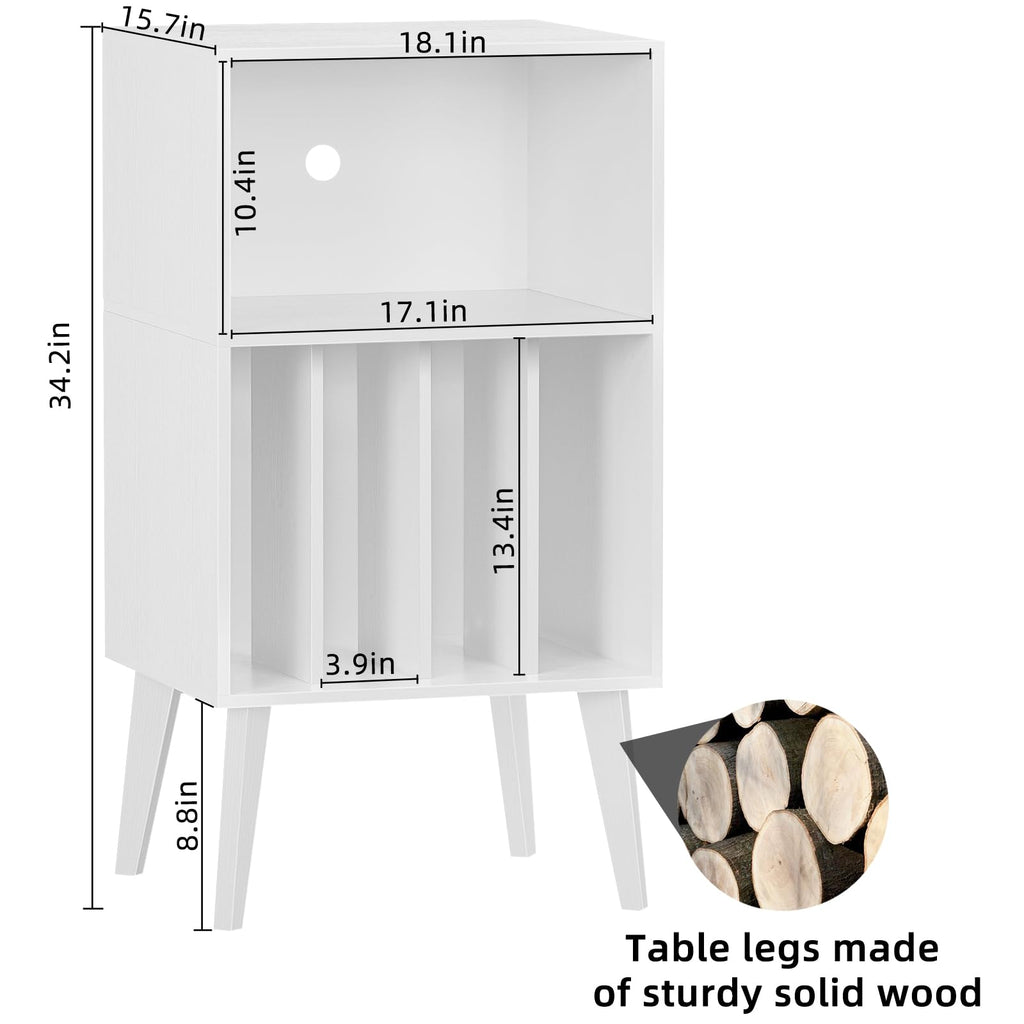 Lerliuo Record Player Stand, Walnut Turntable Stand Holds up to 160 Albums