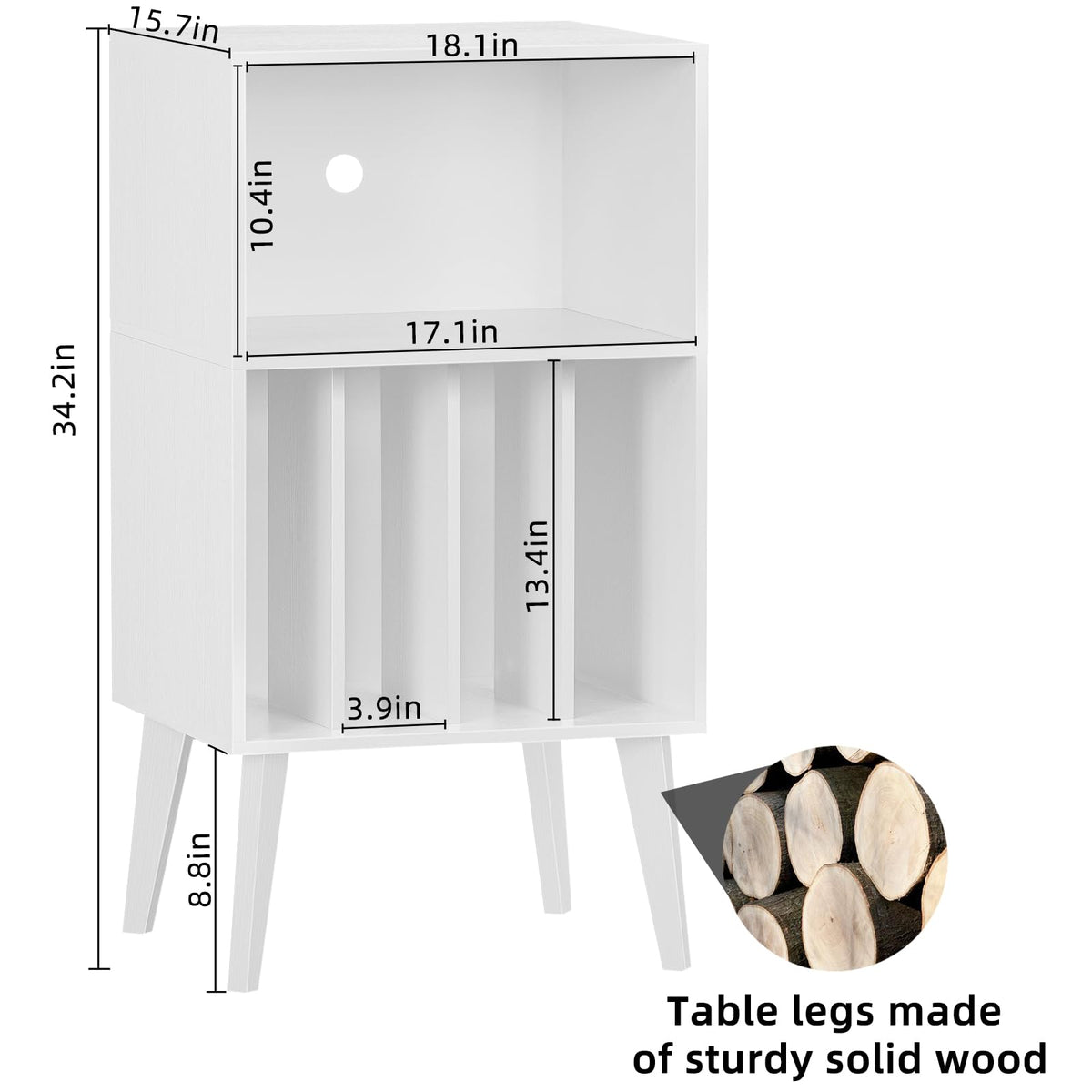 Lerliuo Record Player Stand, Walnut Turntable Stand Holds up to 160 Albums