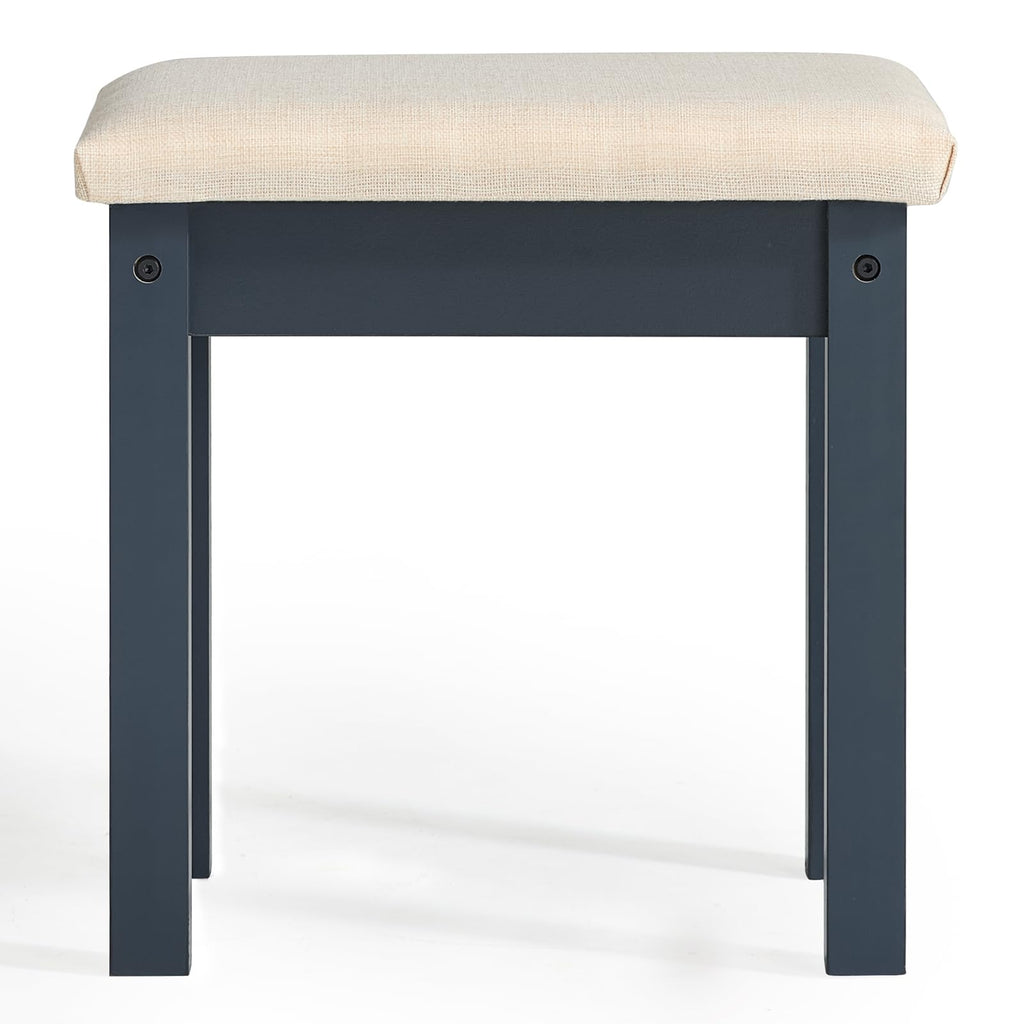 LEYAOYAO Vanity Stool, Elegant Wooden Makeup Chair Stool with Comfortable Fabric Cushion, Modern Make Up Bench for Bedroom and Bathroom-Classic Black