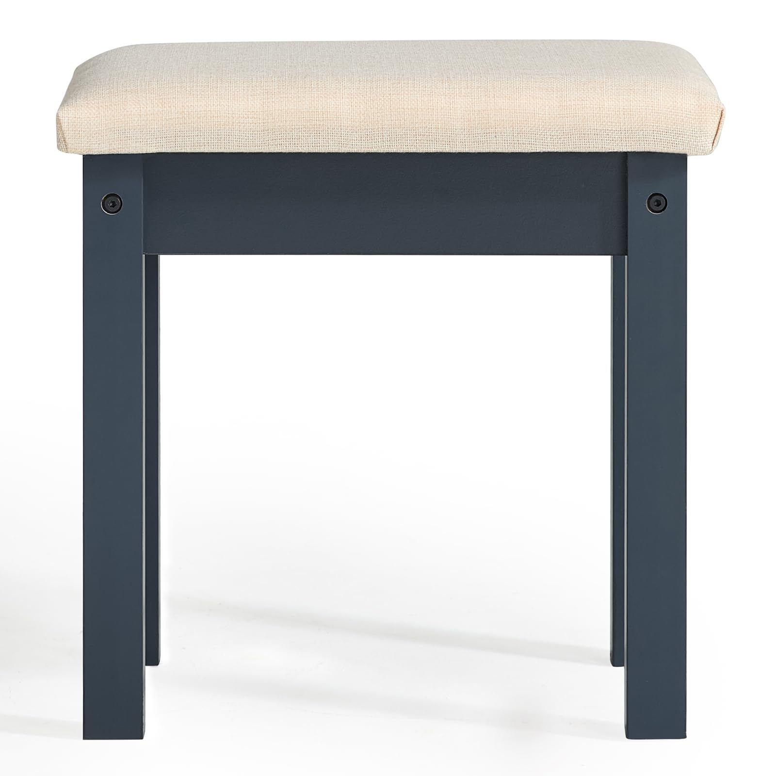 LEYAOYAO Vanity Stool, Elegant Wooden Makeup Chair Stool with Comfortable Fabric Cushion, Modern Make Up Bench for Bedroom and Bathroom-Classic Black