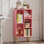 LEYAOYAO Cube Bookshelf, Mid-Century Modern Book Shelf with Legs, Brown