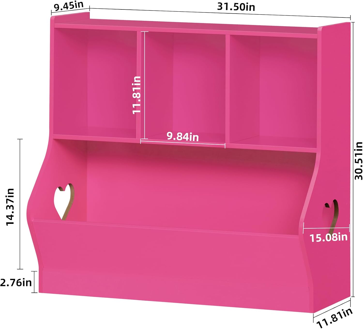 Lerliuo Kids Toy Storage Organizer, Children Small Bookcase and Bookshelf, Toddler 4 Cubby Toy Storage Cabinet, Toy Shelf for Playroom, Bedroom, Living Room, Nursery, School 29.53'' H (Pink)