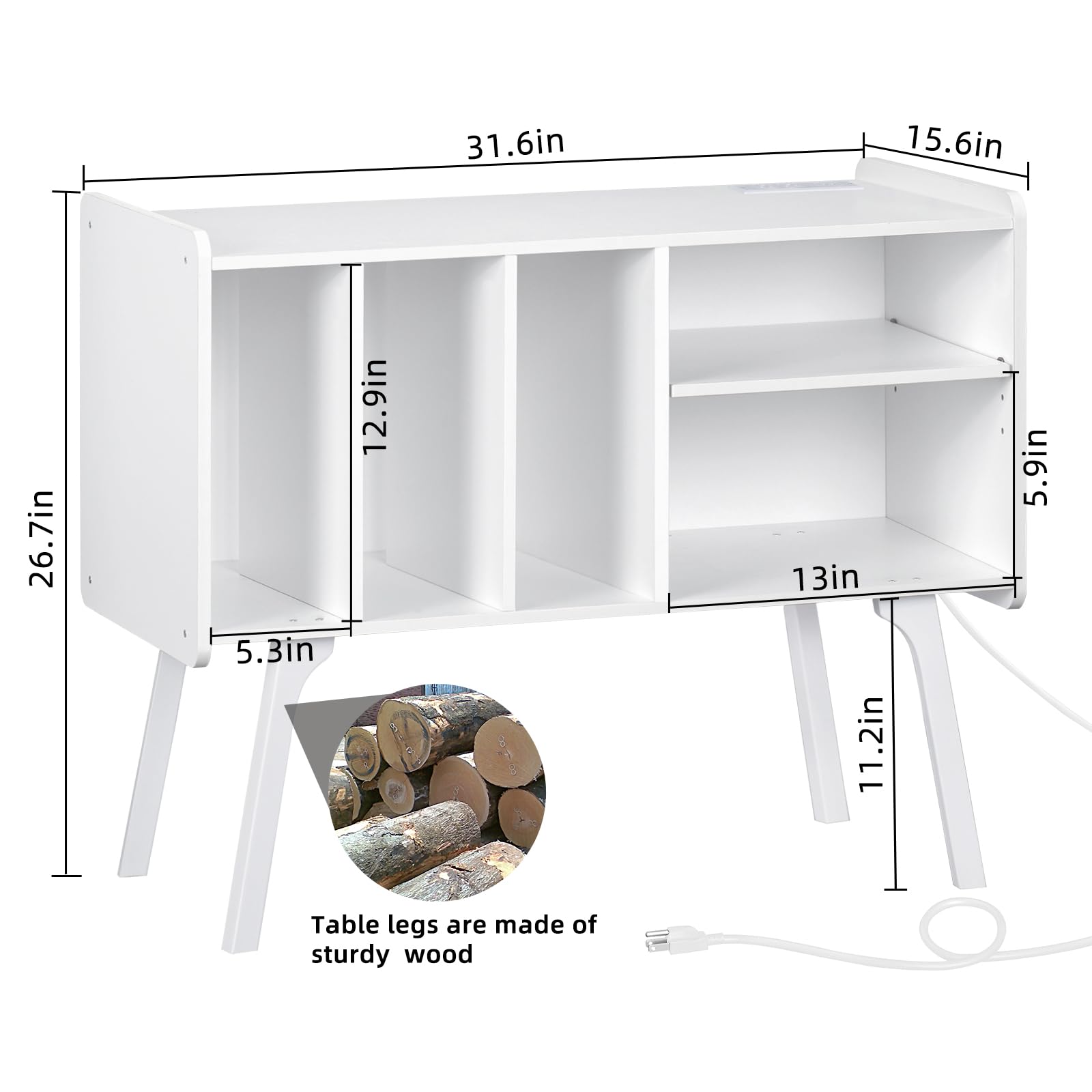 Lerliuo Record Player Stand with Charging Station Up to 220 Albums,Black