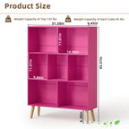 LEYAOYAO Cube Bookshelf, Mid-Century Modern Book Shelf with Legs, Brown