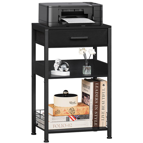 Lerliuo Printer Stand with Storage, 3-Tier Printer Table with Drawer, White