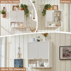 LEYAOYAO Modern Fluted Bathroom Wall Cabinet, Wall-Mounted Medicine Cabinet