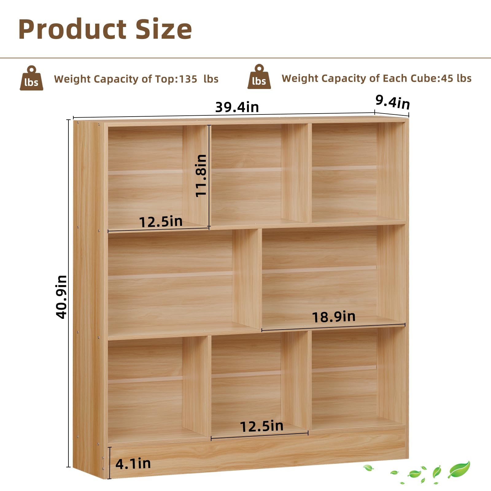 LEYAOYAO 7 Cube Bookshelf with Base,3 Tier Mid-Century Modern Blue Bookcase,Standing Wide Bookshelves Storage Organizer Shelf,Rustic Wood Display Cabinet Book Shelves for Bedroom,Living Room,Office