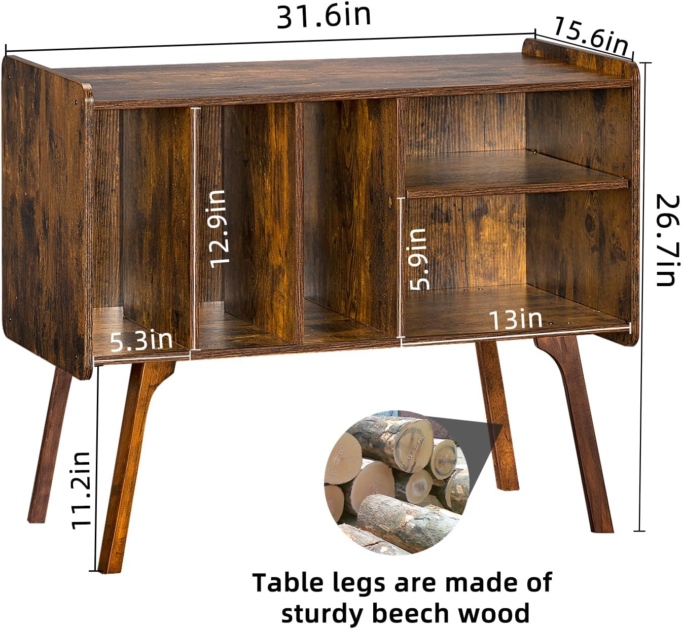 Lerliuo Brown Record Player Stand and Nightstand