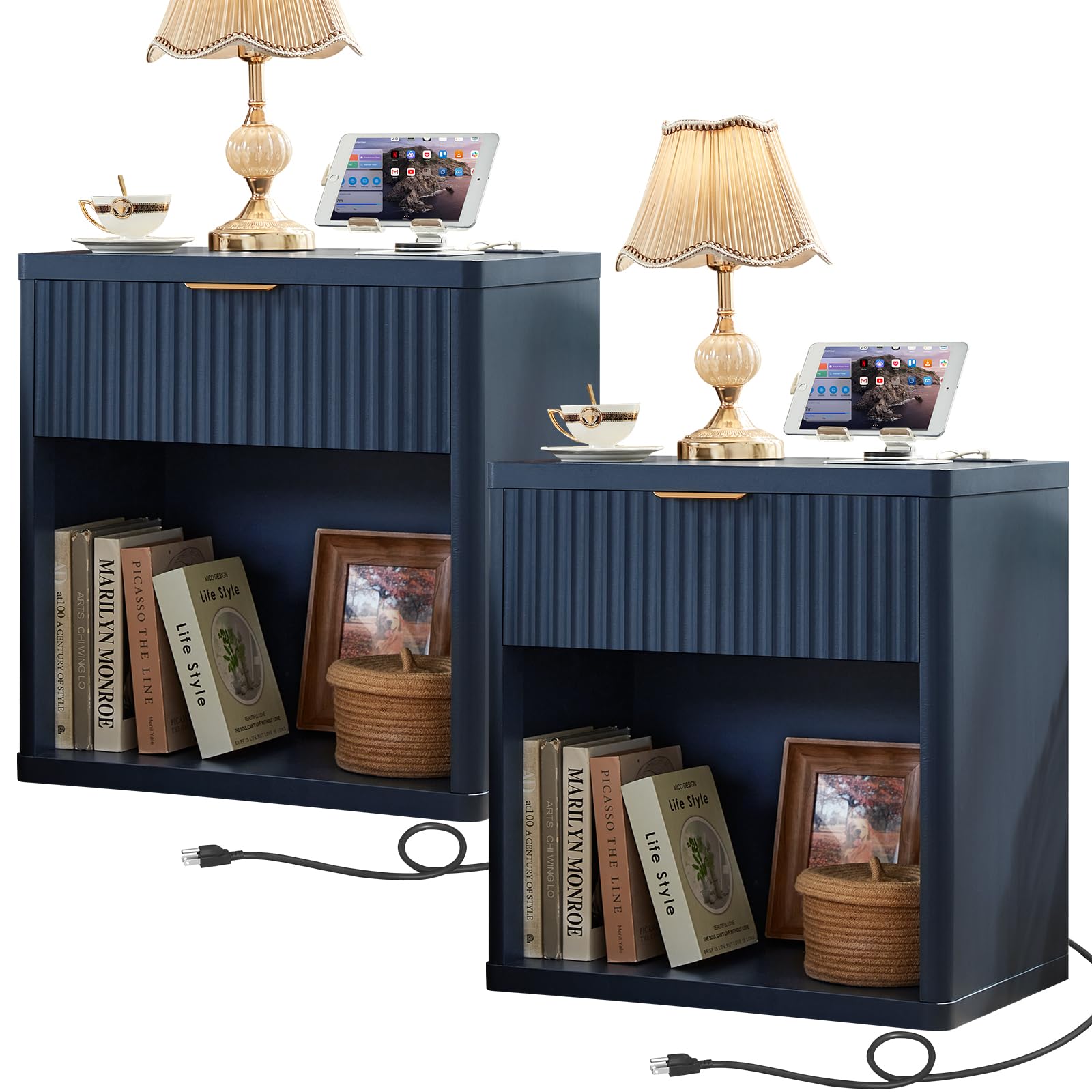 LEYAOYAO Fluted 5 Drawers Dresser for Bedroom, 41" Tall Modern Chest of Drawers with Metal Handle, Curved Profile Design,Natural Wood Drawer Organizer for Bedroom, Living Room, Hallway, Entryway