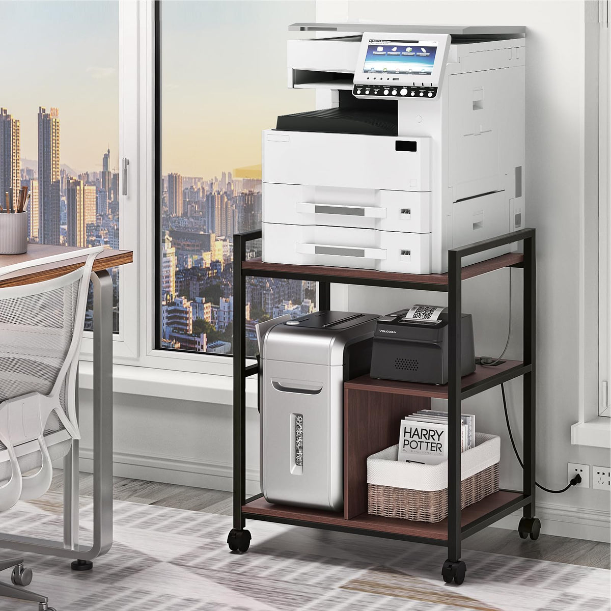 Lerliuo 24" Wide Large Printer Stand with Storage, White