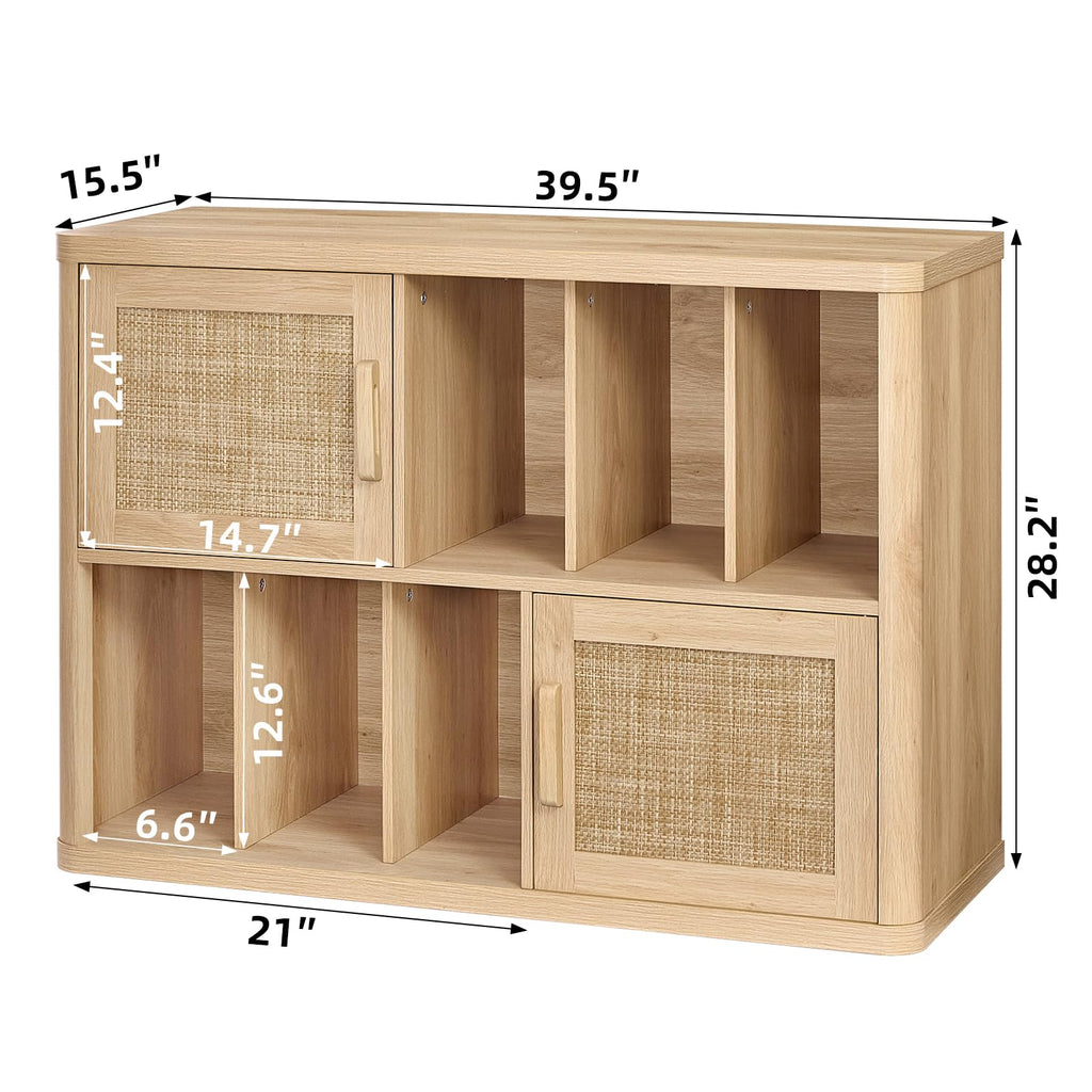 LEYAOYAO Large Record Player Stand with Vinyl Storage Up to 450 Albums, Wood Fluted Record Storage Accent Cabinet, Modern Stereo Media Cabinets, Wide Turntable Stand for Living Room, Antique White