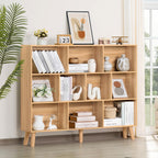 LEYAOYAO Cube Bookshelf, Mid-Century Modern Book Shelf with Legs, Brown