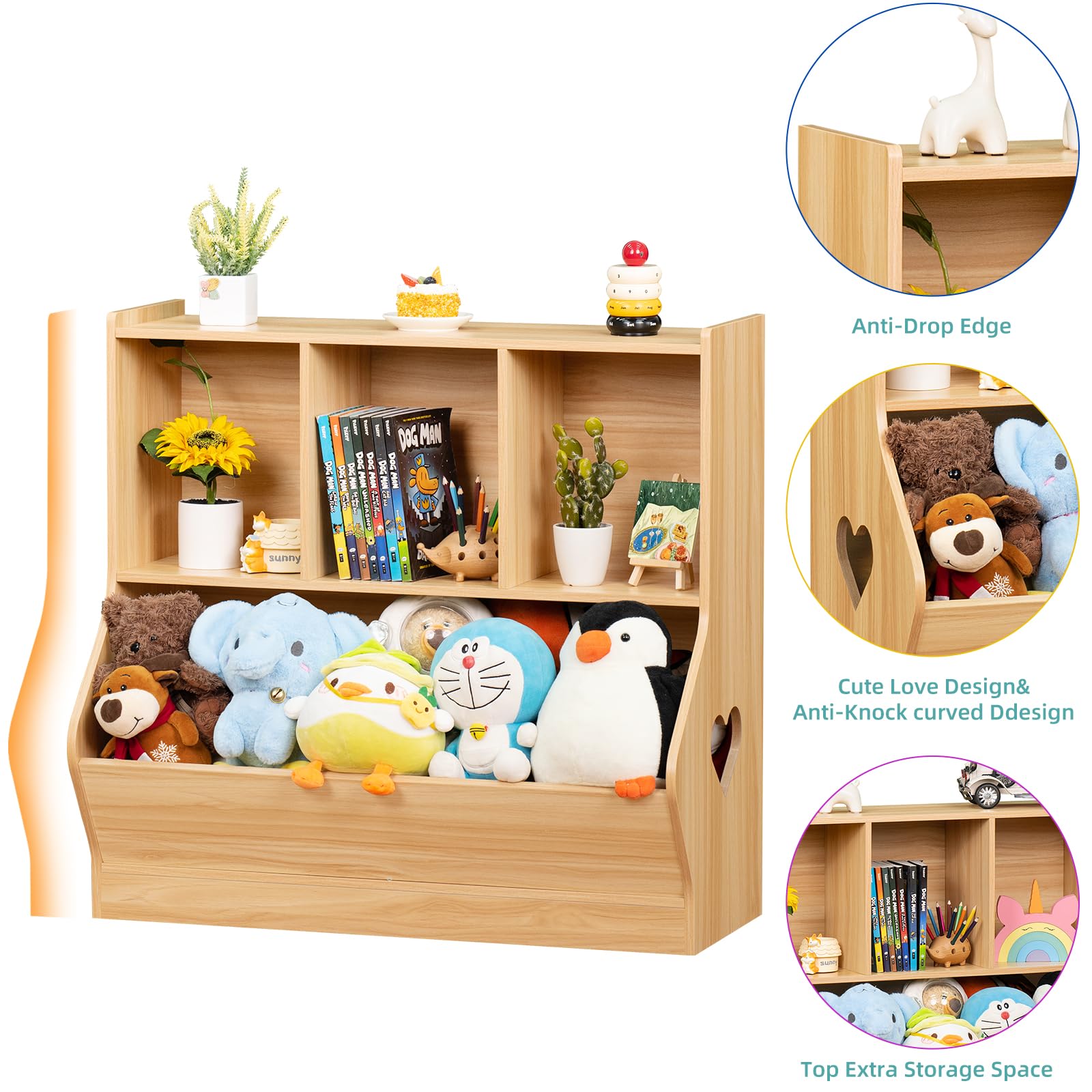 Lerliuo Kids Bookshelf and Toy Storage, 2 Tier Book Shelf for Kids Rooms