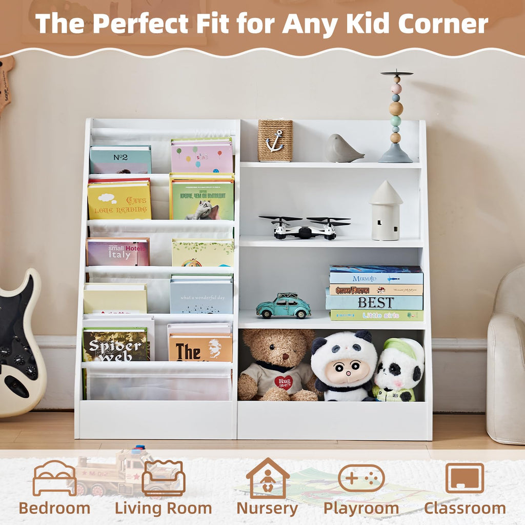 Lerliuo 4 Tier Kids Bookshelf, Book Shelf for Kids Rooms