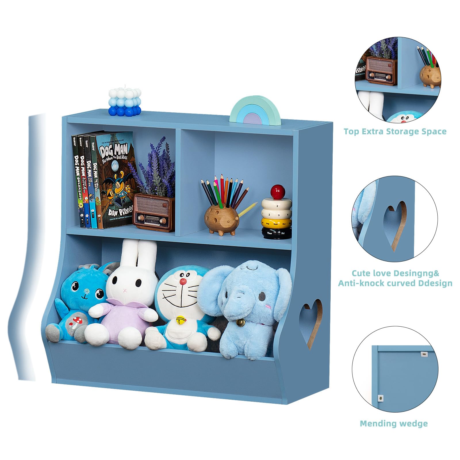 Lerliuo Kids Bookshelf and Toy Storage, 2 Tier Book Shelf for Kids Rooms