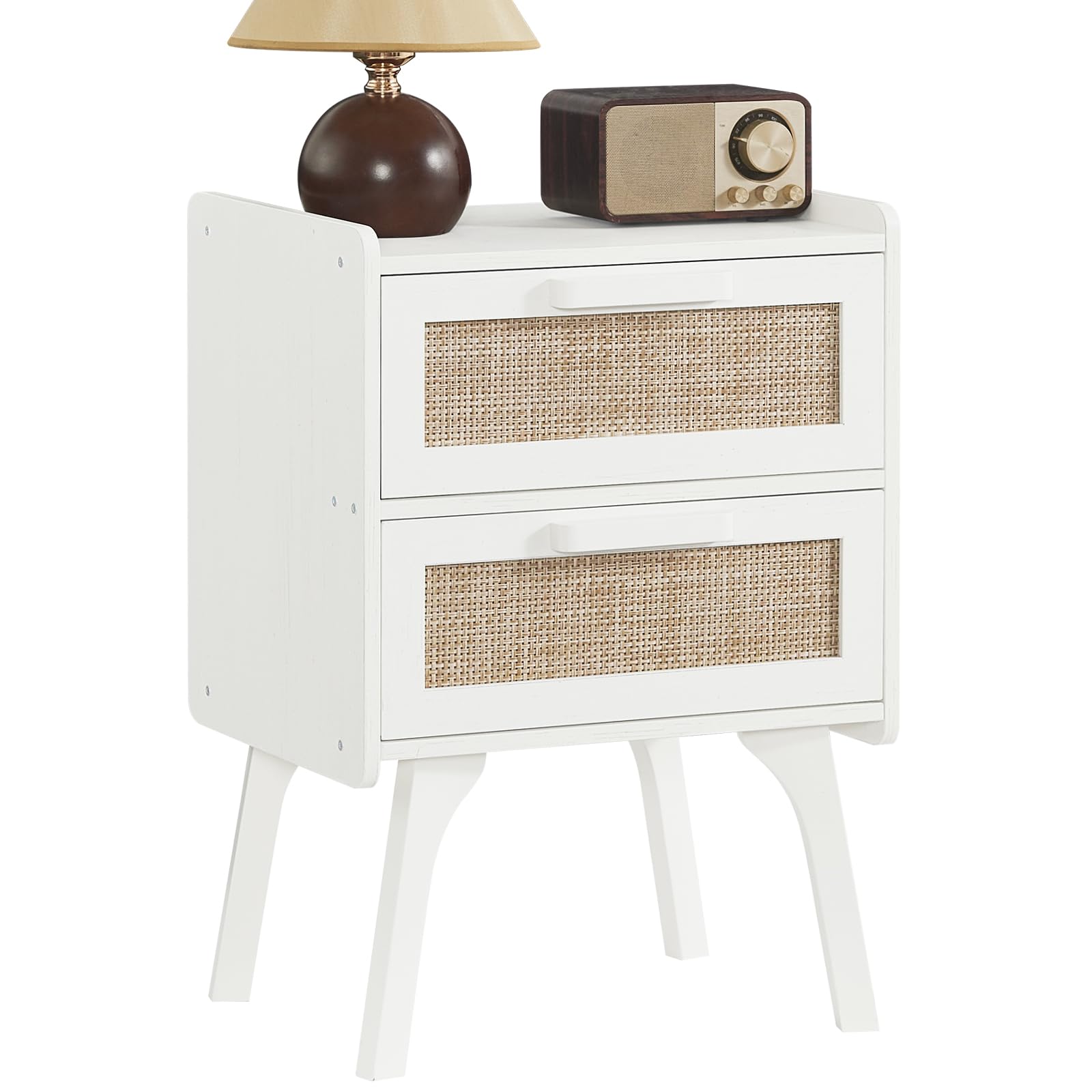 Lerliuo Rattan Nightstands Set of 2 for Bedroom, 2 Drawers