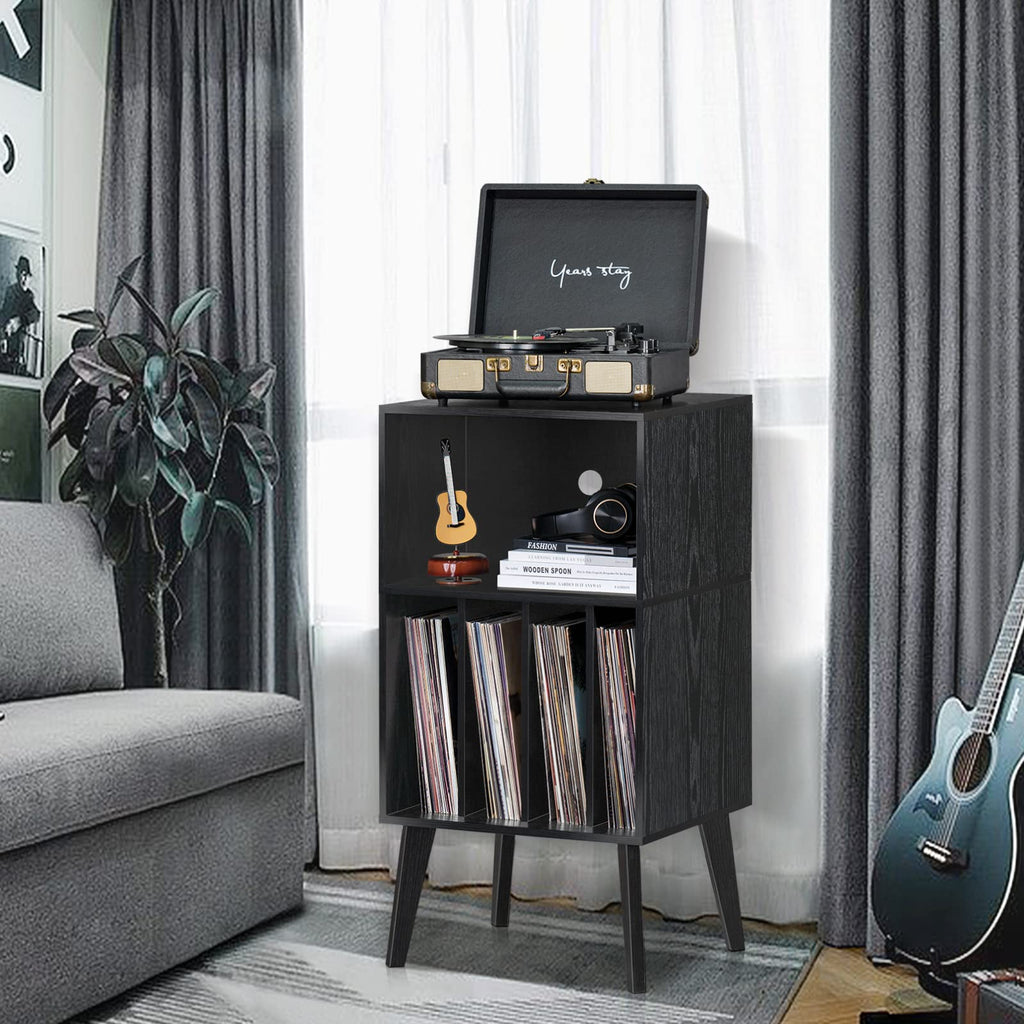 Lerliuo Record Player Stand, Walnut Turntable Stand Holds up to 160 Albums