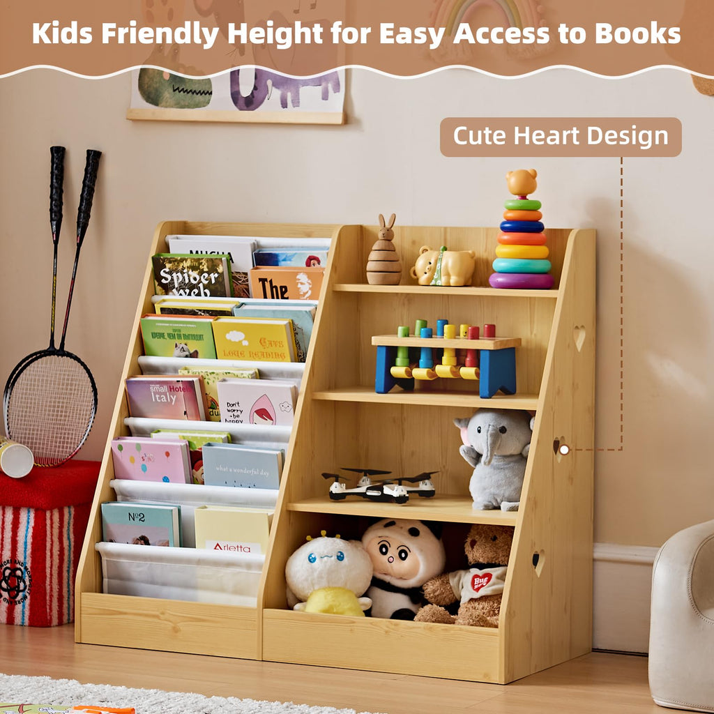 Lerliuo 4 Tier Kids Bookshelf, Book Shelf for Kids Rooms