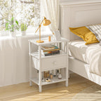 Lerliuo Nightstand Set 2 with Charger, 3 Tier Storage End Table