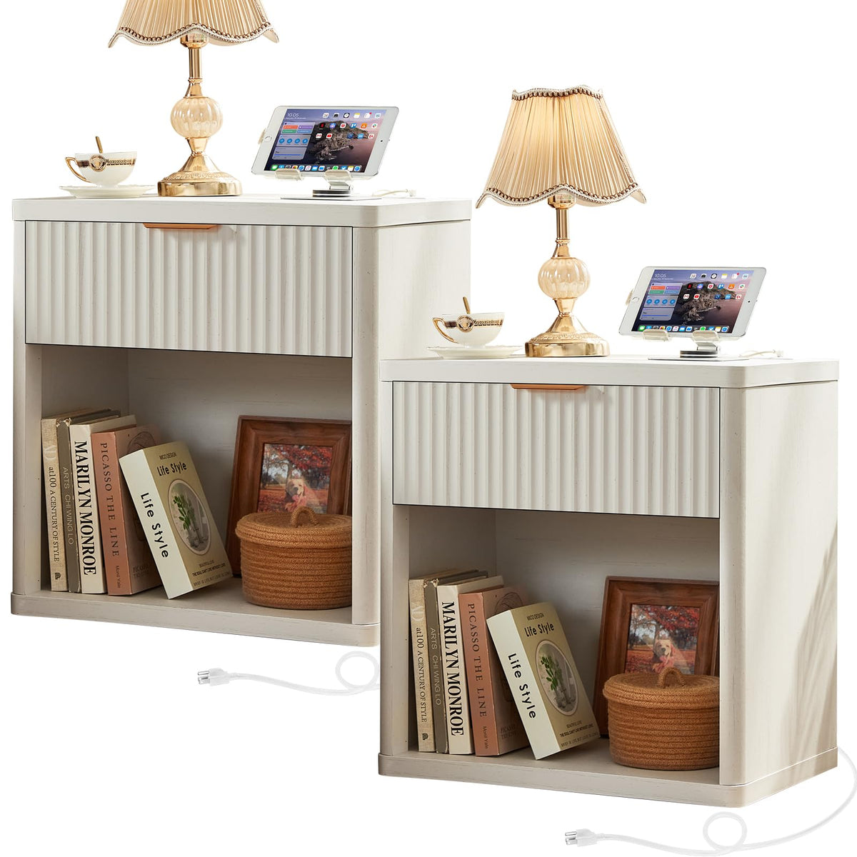 LEYAOYAO Fluted 5 Drawers Dresser for Bedroom, 41" Tall Modern Chest of Drawers with Metal Handle, Curved Profile Design,Natural Wood Drawer Organizer for Bedroom, Living Room, Hallway, Entryway