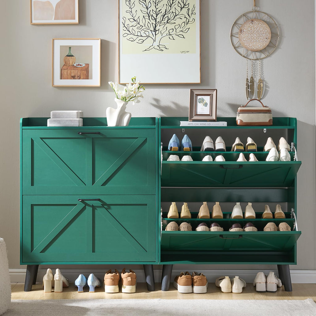 LEYAOYAO Shoe Cabinet Storage for Entryway with 2 Flip Drawers