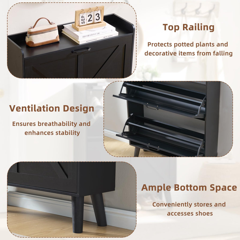 LEYAOYAO Shoe Cabinet Storage for Entryway with 2 Flip Drawers
