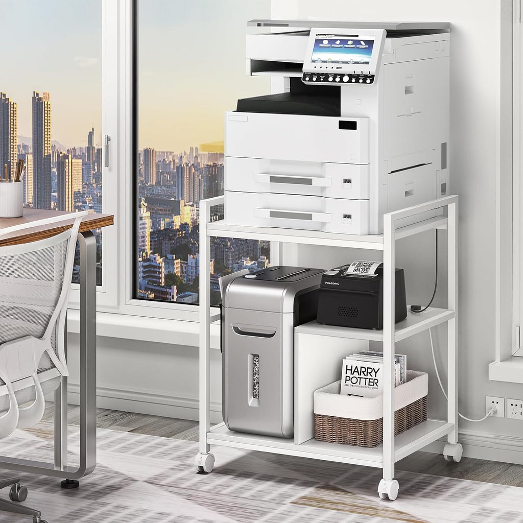 Lerliuo 24" Wide Large Printer Stand with Storage, White
