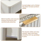LEYAOYAO 31" Wide Fluted Nightstand with Charging Station, Oversized Extra Large 1 Drawer Night Stand with Golden Handle, Antique White Bedside Table Tall End Tables,for Bedroom, Living Room, Hallway