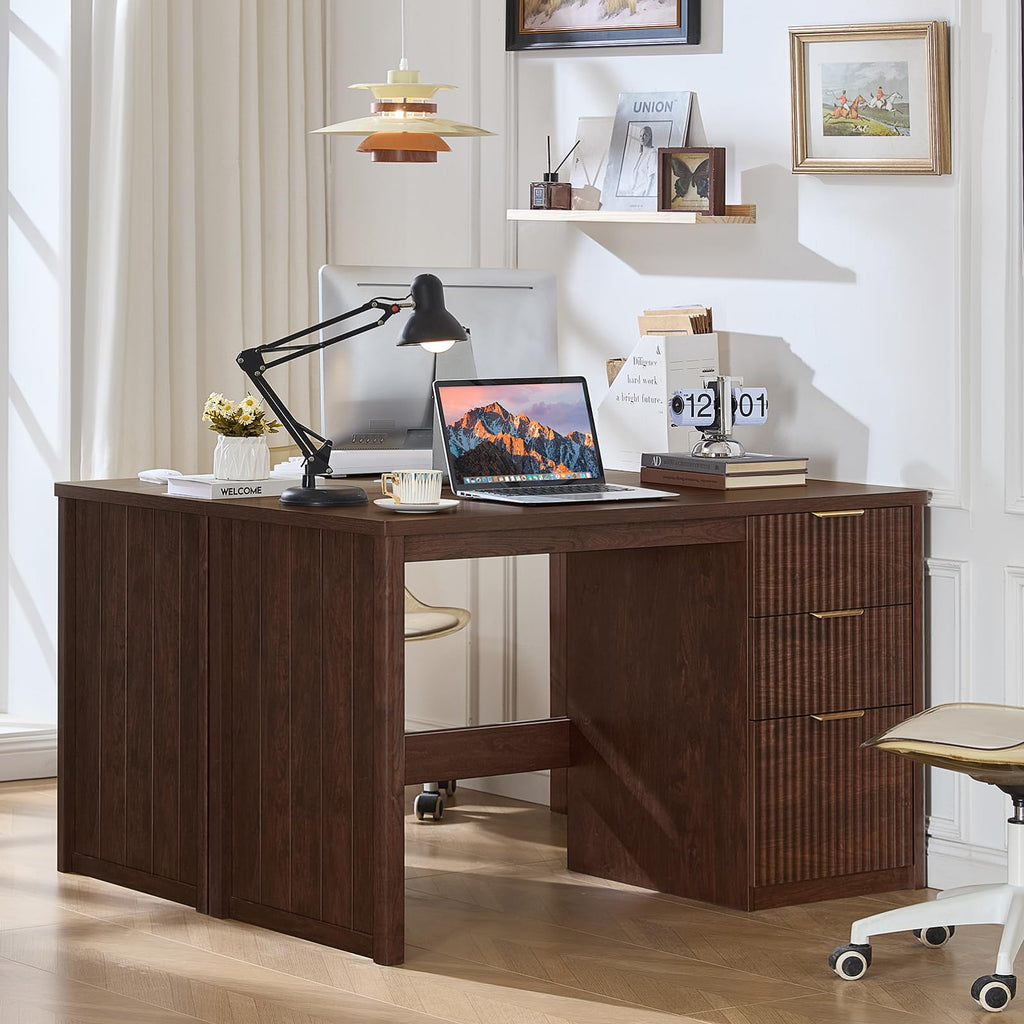 LEYAOYAO Office Desk 48" with 3 Drawers Storage File Cabinet