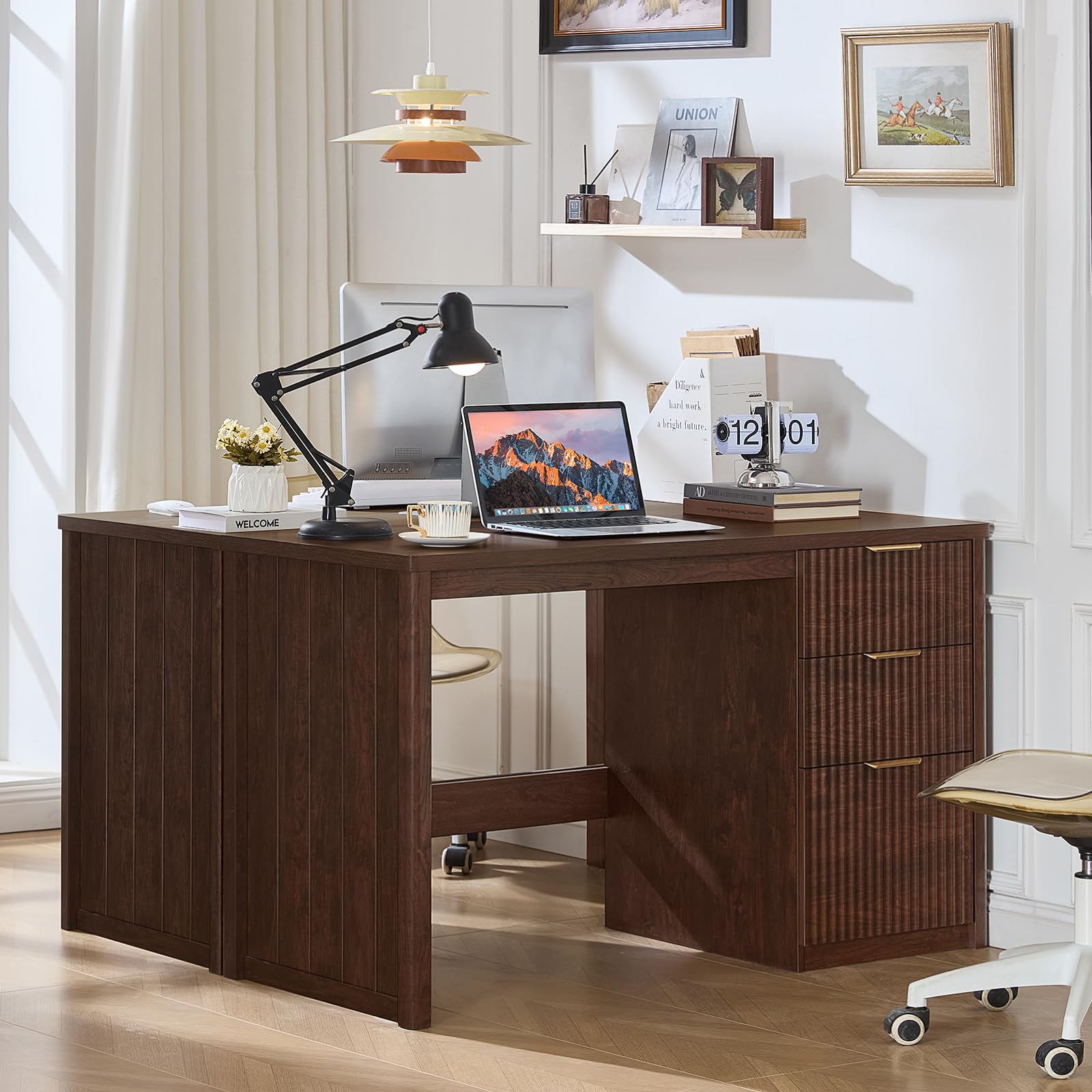 LEYAOYAO Office Desk 48" with 3 Drawers Storage File Cabinet