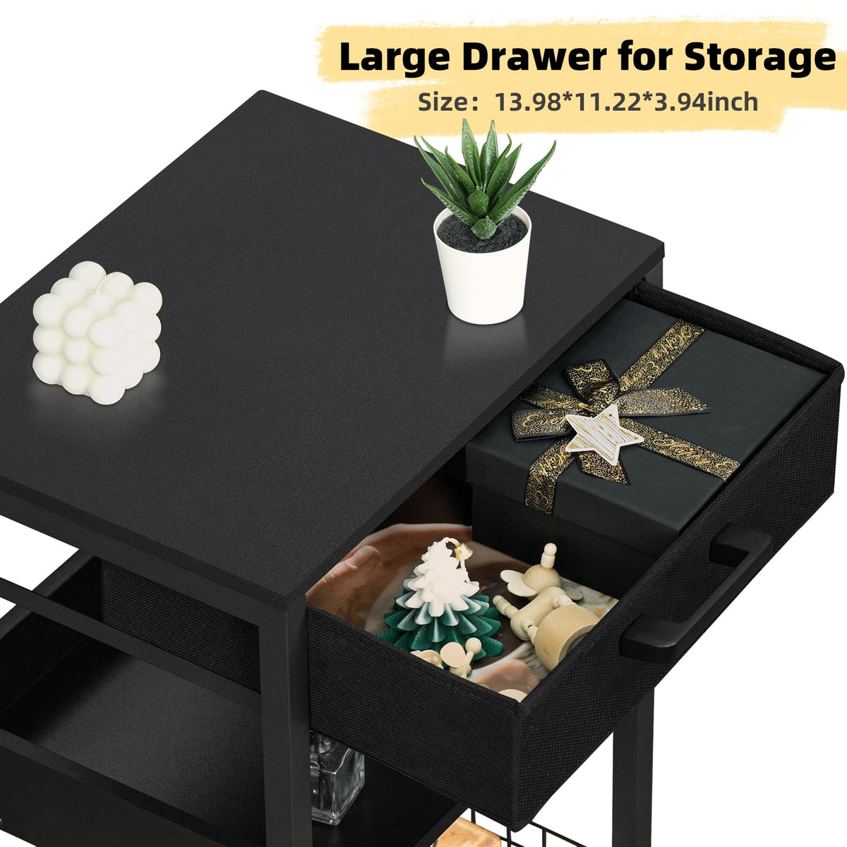 Lerliuo Printer Stand with Storage, 3-Tier Printer Table with Drawer, White