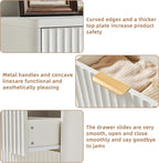 LEYAOYAO 23" Wide Fluted Night Stand with Charging Station, 2 Drawers Large End Table with Storage, LightGrey Nightstand Wood Bedside Tables, Farmhouse Cabinet Dresser for Bedroom, Closet
