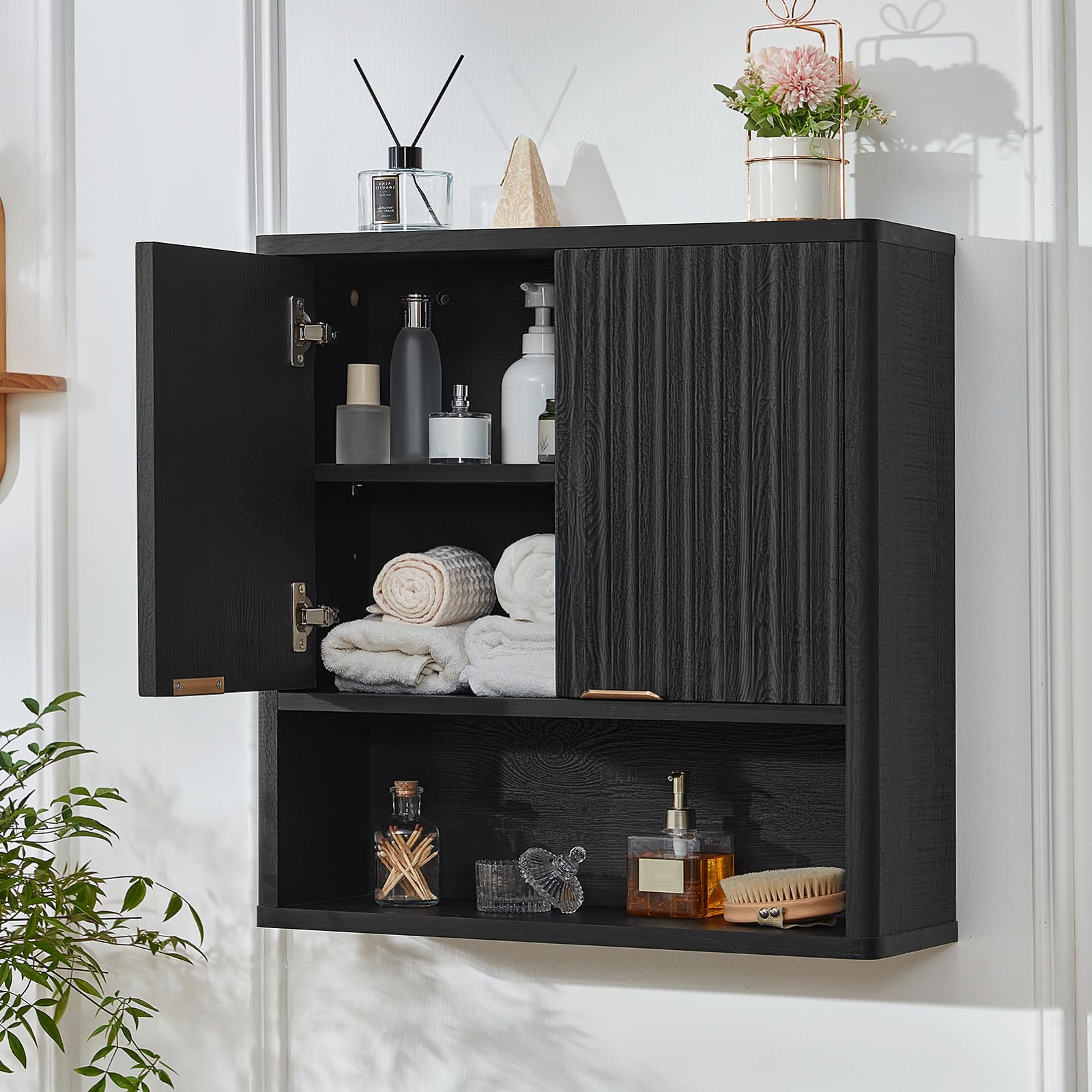 LEYAOYAO 68" Modern Fluted Over The Toilet Storage Cabinet, a Sliding Door