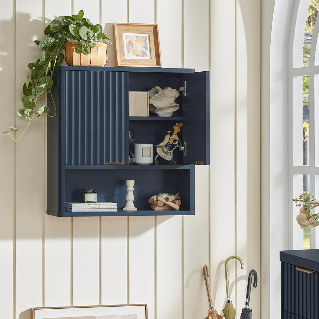 LEYAOYAO 68" Modern Fluted Over The Toilet Storage Cabinet, a Sliding Door