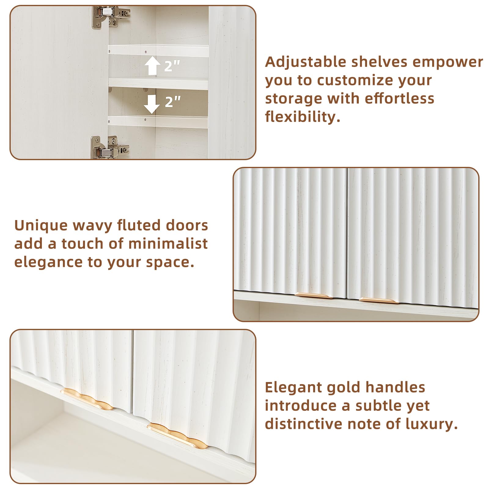 LEYAOYAO 68" Modern Fluted Over The Toilet Storage Cabinet, a Sliding Door