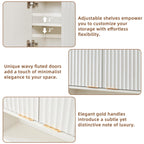 LEYAOYAO Modern Fluted Bathroom Wall Cabinet, Wall-Mounted Medicine Cabinet