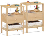 Lerliuo Nightstand Set 2 with Charger, 3 Tier Storage End Table