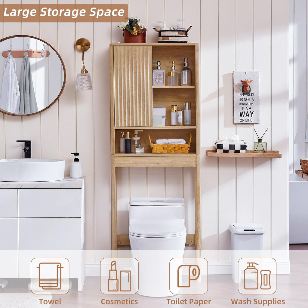 LEYAOYAO Modern Fluted Bathroom Wall Cabinet, Wall-Mounted Medicine Cabinet
