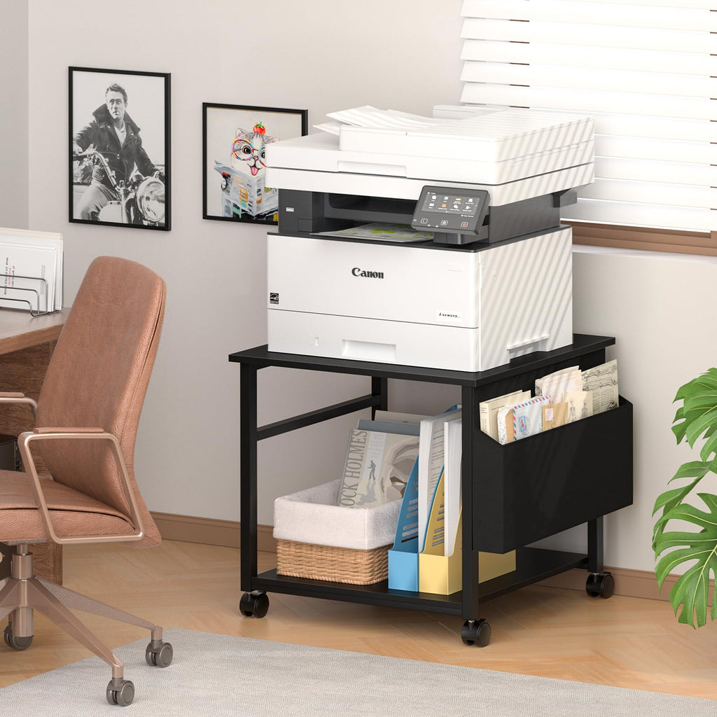 Lerliuo White Large Printer Stand with Storage