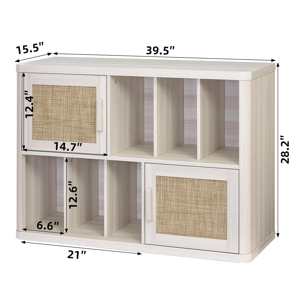 LEYAOYAO Large Record Player Stand with Vinyl Storage Up to 450 Albums, Wood Fluted Record Storage Accent Cabinet, Modern Stereo Media Cabinets, Wide Turntable Stand for Living Room, Antique White