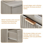 LEYAOYAO 31" Wide Fluted Nightstand with Charging Station, Oversized Extra Large 1 Drawer Night Stand with Golden Handle, Antique White Bedside Table Tall End Tables,for Bedroom, Living Room, Hallway